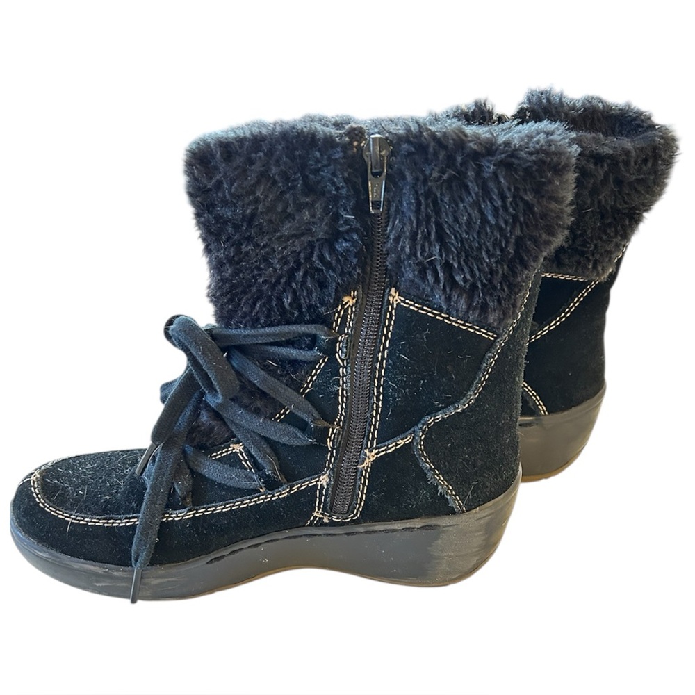 Bare Traps Womens Boots Stay Dry Fleece Lined Black  Lace Up Booties Warm 7